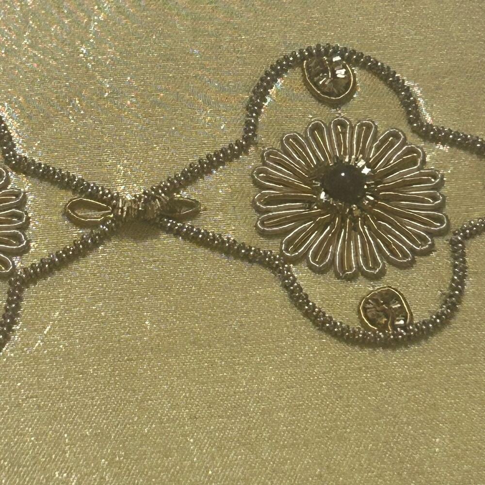Vintage Kane M Shoulder Bag Purse Gold Beaded Floral Embroidered Stones Evening - Picture 9 of 16
